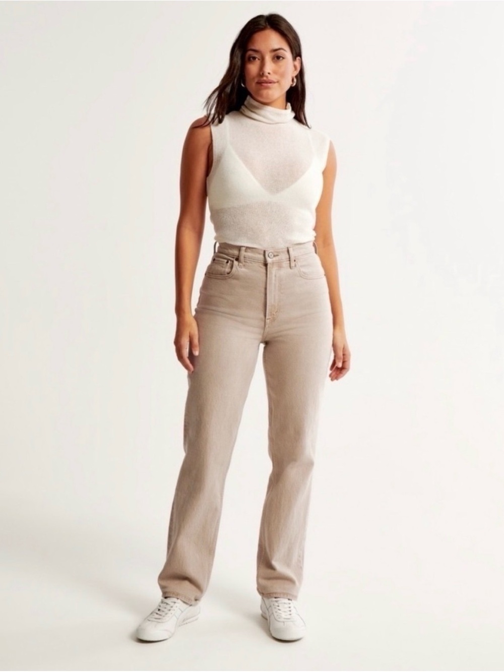 Abercrombie & Fitch 90’s Straight Ultra High Rise Curve Love Jeans Light Taupe